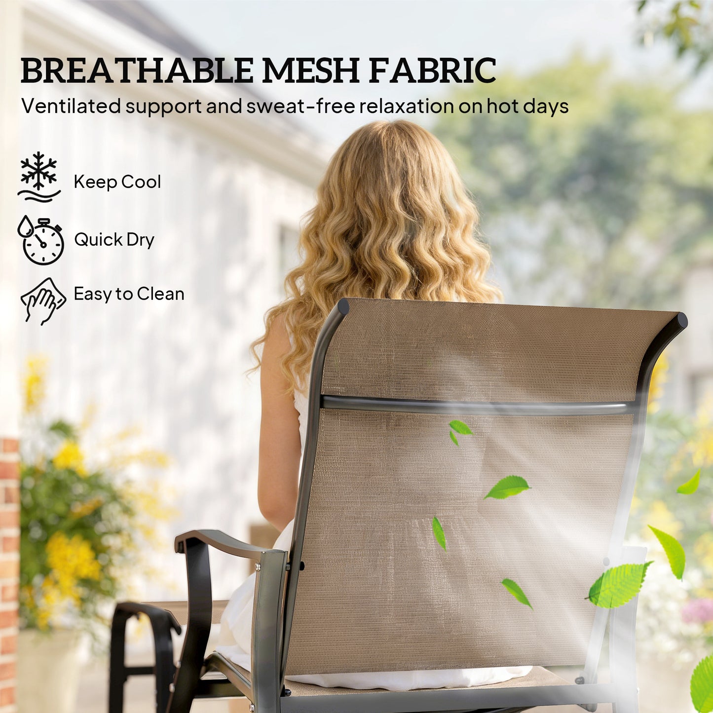 Outdoor Glider Chair Set with Ottoman - Tan