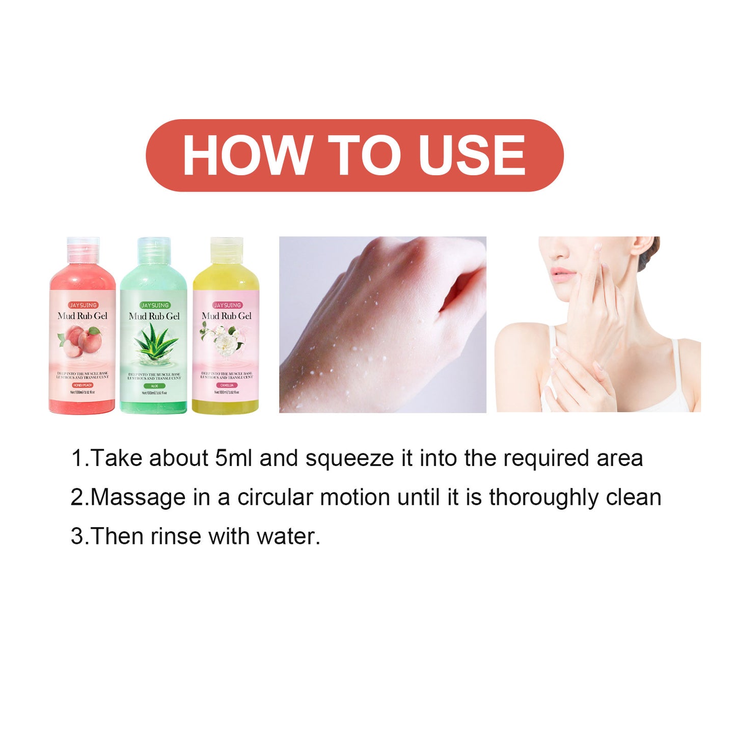 Exfoliating Body Scrub Clay Cream - Peach & Aloe Skin Brightening Treatment