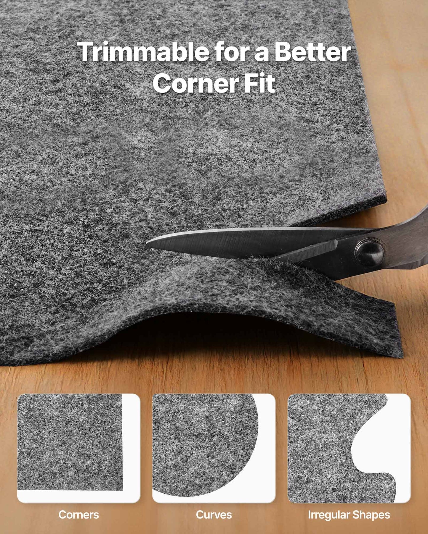 Non-Slip Rug Pad 8x5 Ft for Hardwood Floors - Cushioned Carpet Protector, Black