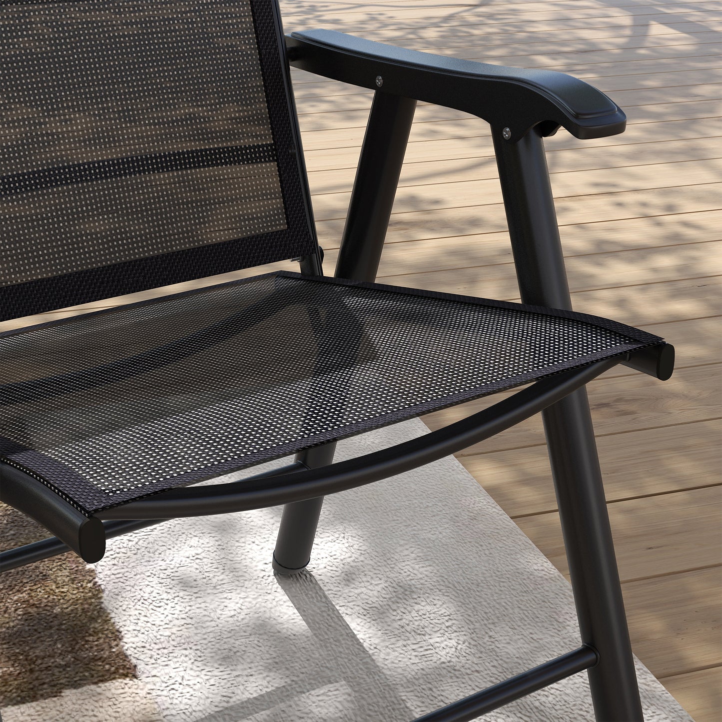 Set of 4 Outdoor Folding Chairs - Stackable Metal Patio Chairs