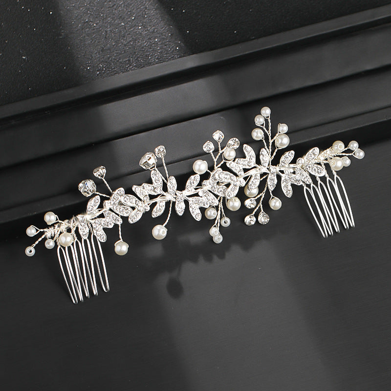 Silver Flower Hair Comb - Pearl Insert Headwear