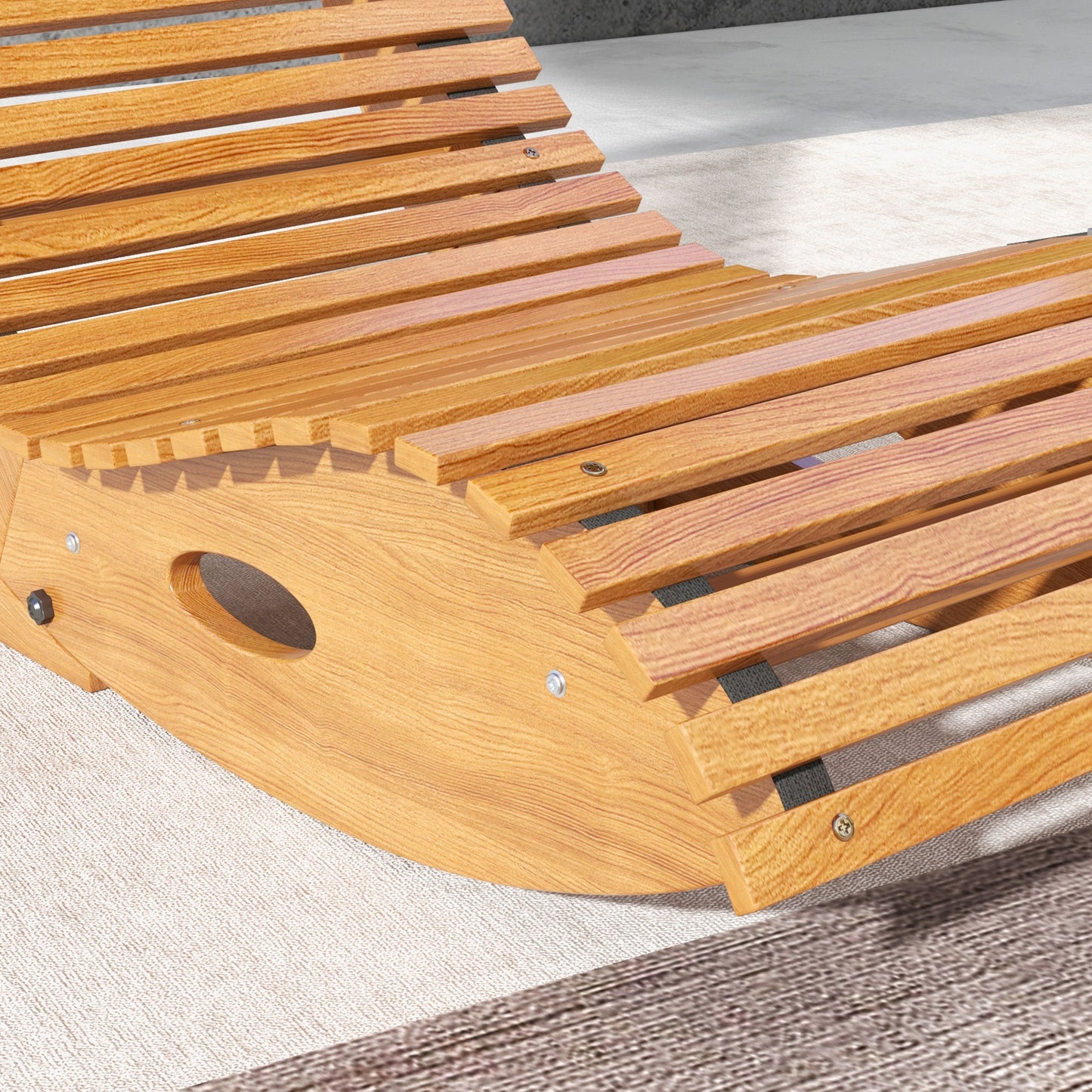 Ergonomic Outdoor Rocking Chair - Teak Wooden Rocker