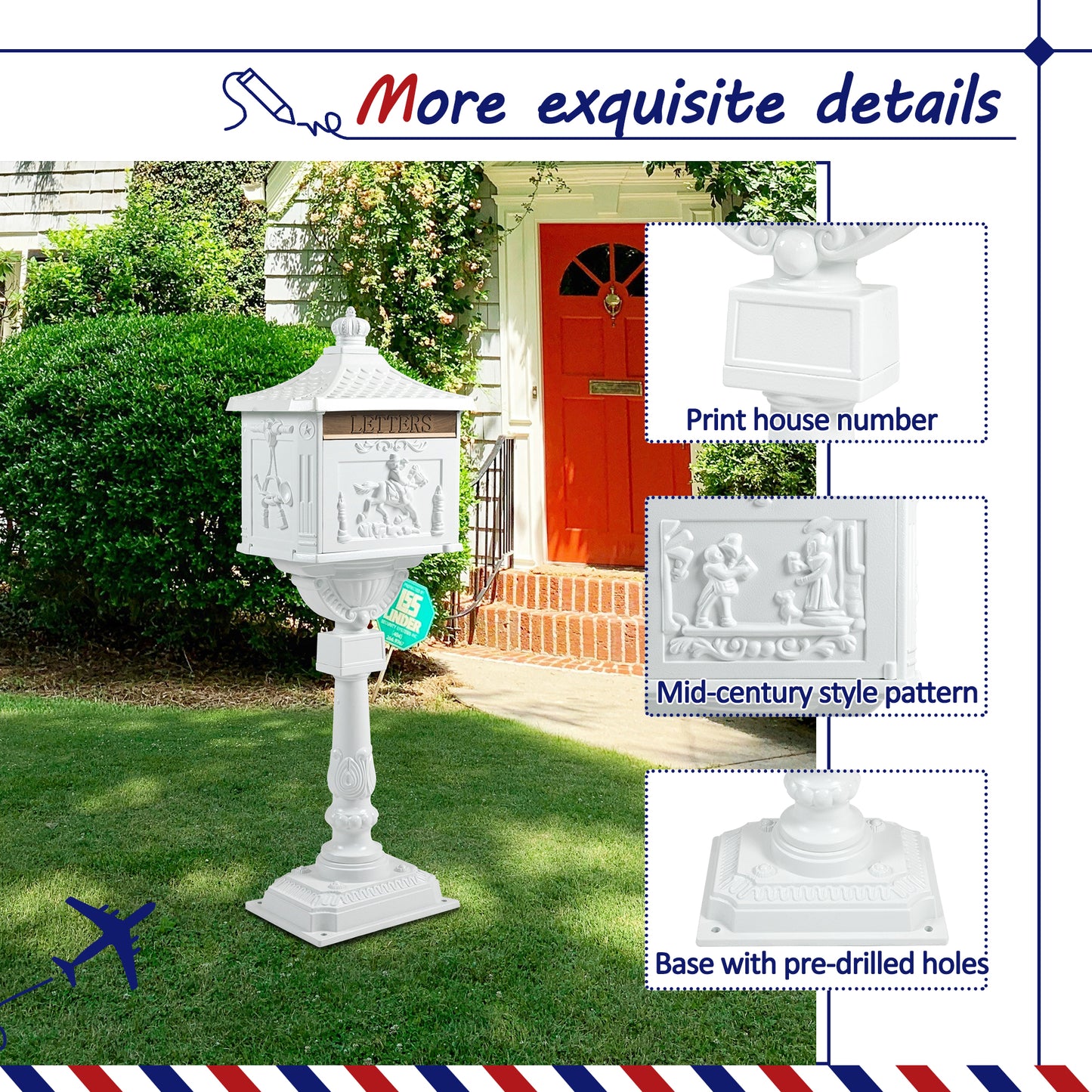 Mailbox Cast Aluminum White Mail Box Postal Security Heavy Duty New