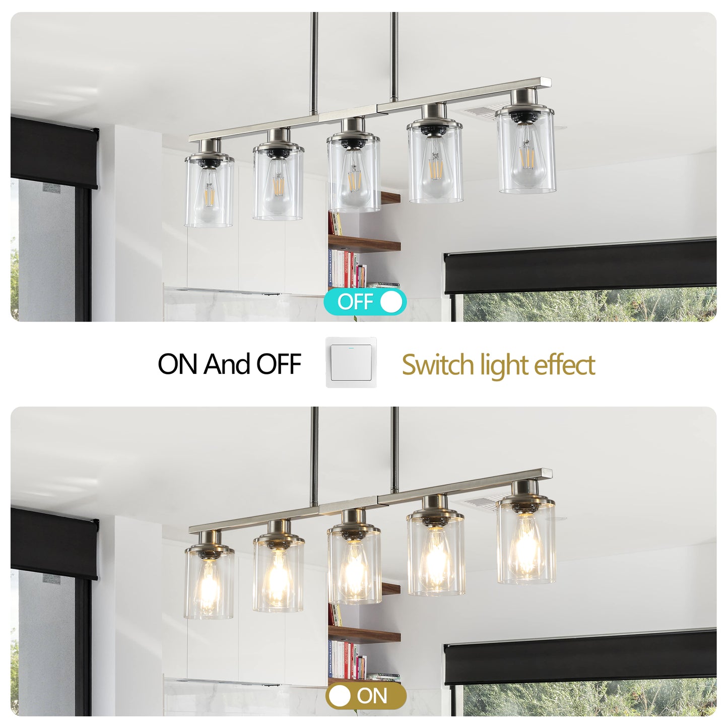 Brushed Nickel 5-Light Chandelier - Modern Pendant Light Fixture