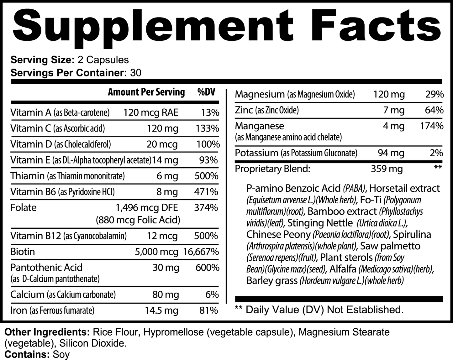 Hair, Skin, and Nails Supplement with Biotin, Vitamins & Natural Extracts
