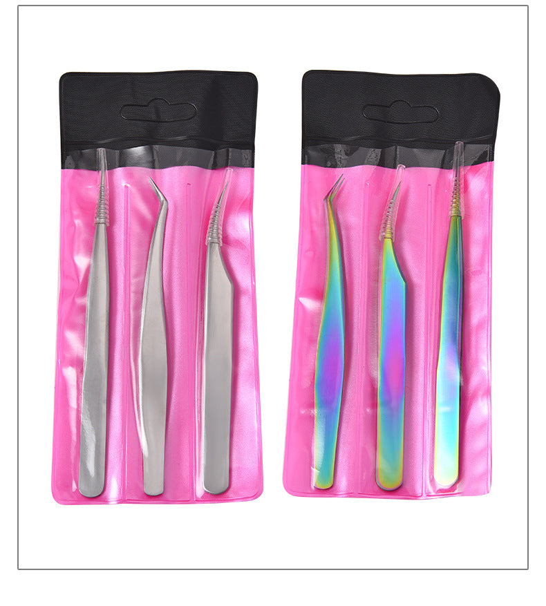 Stainless Steel Eyelash Tweezers & Curler 3-Piece Set