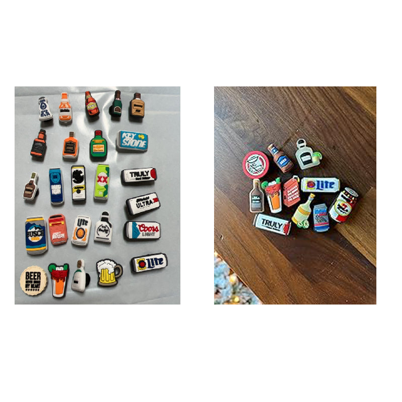 25 PVC Food & Drink Bottle Shoe Charms Set - Random Designs