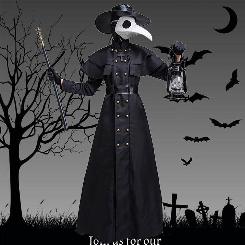 Medieval Plague Doctor Costume with Beak Mask - Multiple Styles