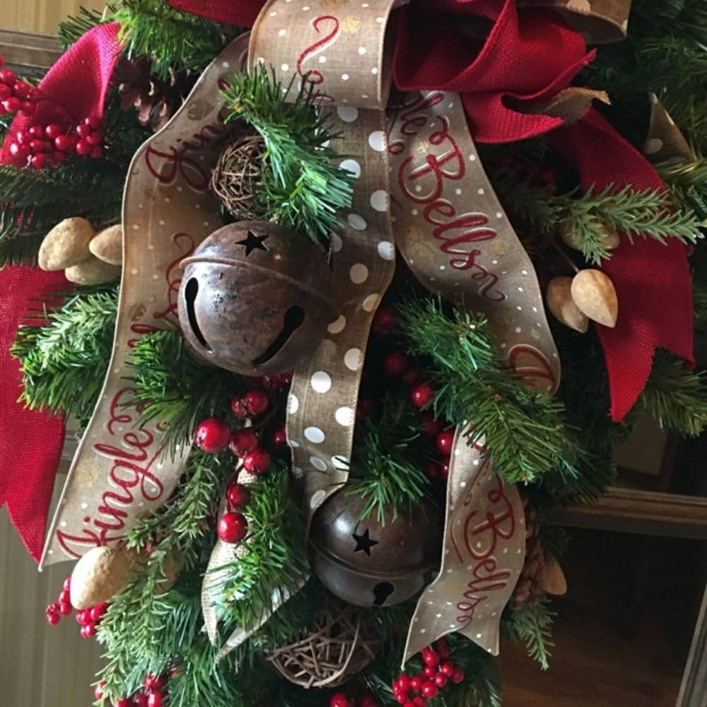 Christmas Candy Cane Wreath - Green Leaves Door Garland