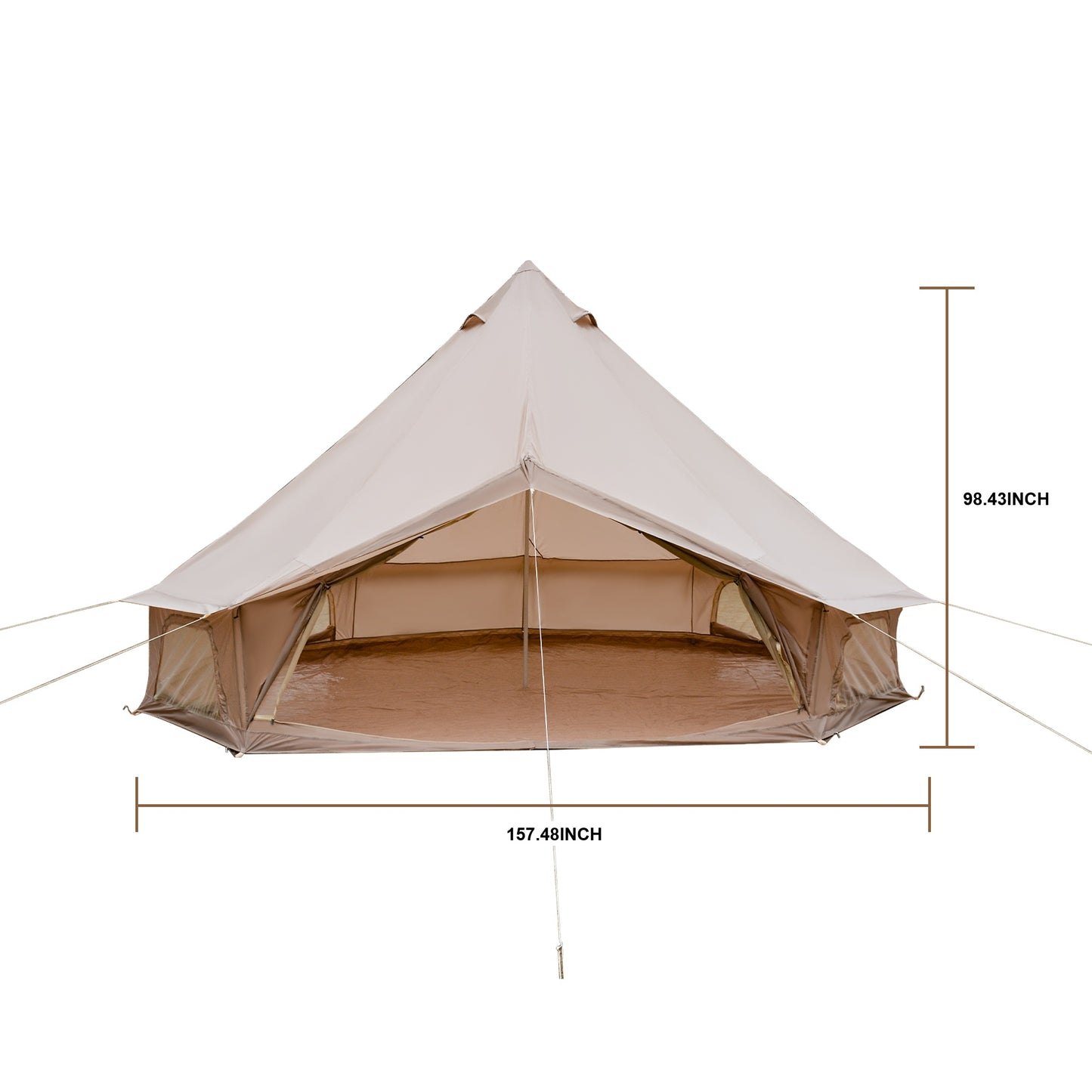 Spacious 13.1ft Family Bell Tent - 4-Season Glamping Shelter, Beige