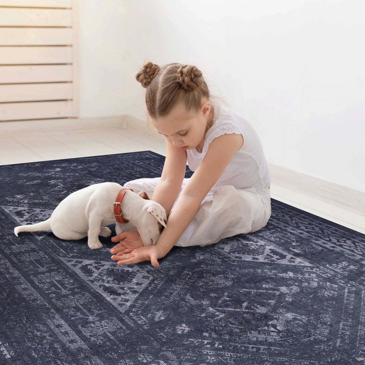MAVAL Black Washable Rug 5x8 Area Gray, 5' X 8'