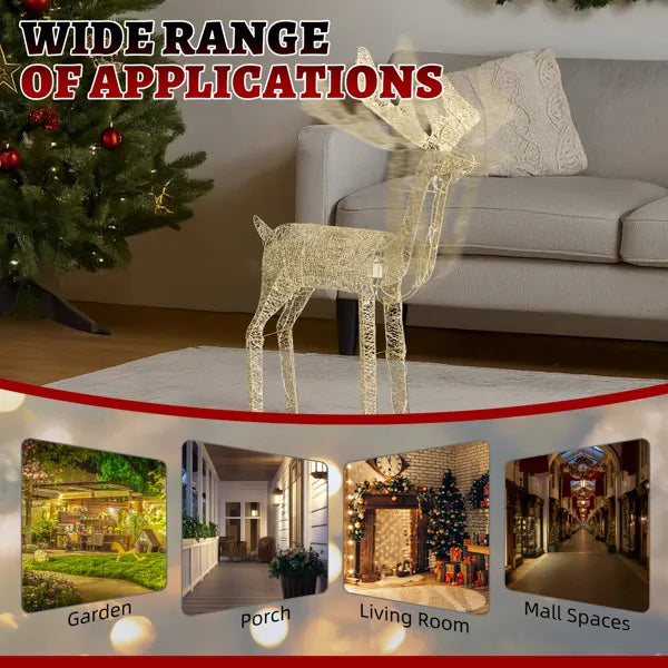 3.6FT Motorized Christmas Reindeer with LED Lights for Indoor & Outdoor Decor