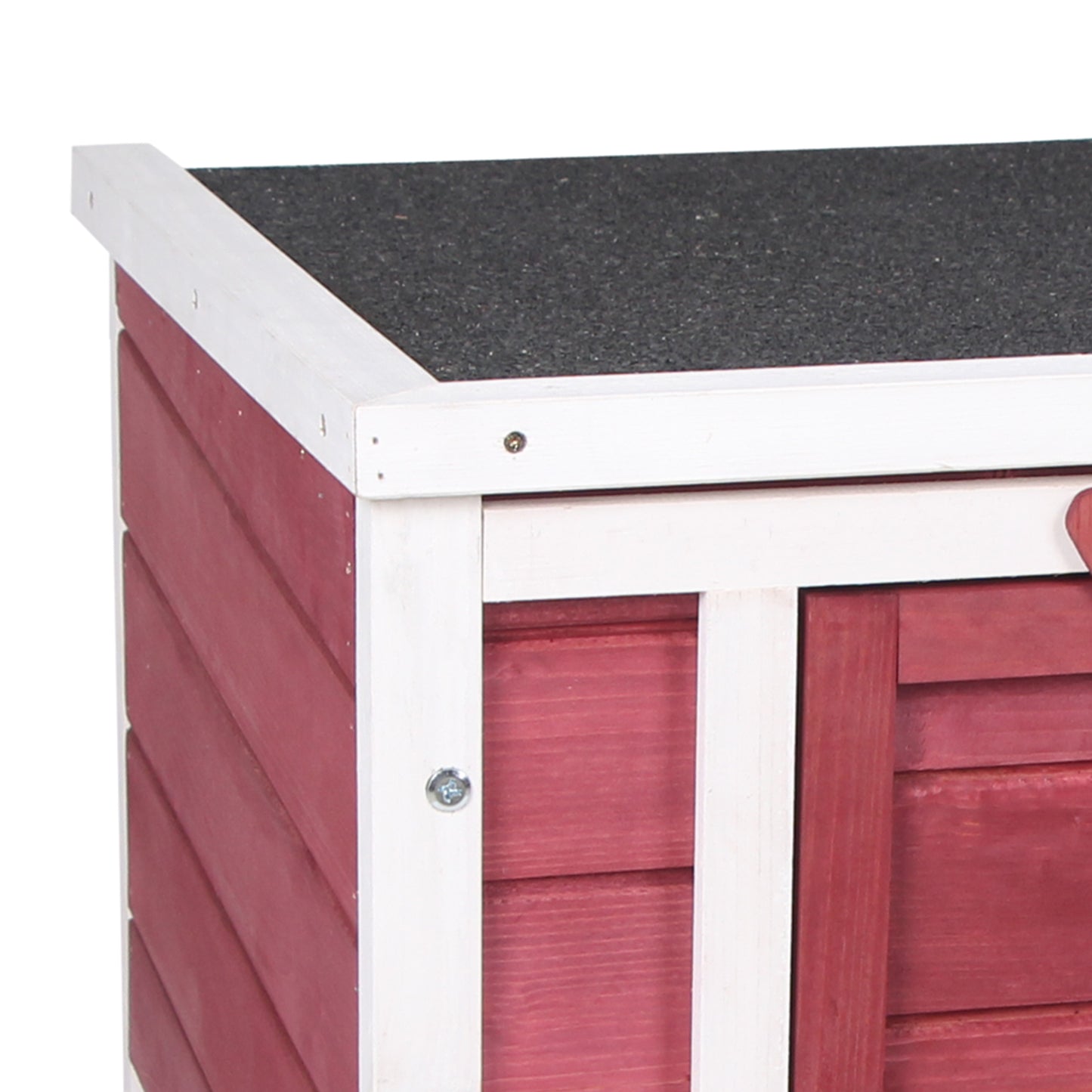 Outdoor Wooden Rabbit Hutch with Waterproof Roof and Openable Lid - Red, 575x475x165mm