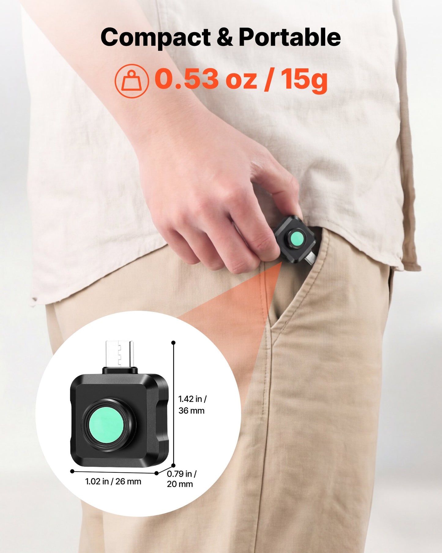 Thermal Imaging Camera for Android - 512x384 Super Resolution, Infrared Thermometer for Smartphones