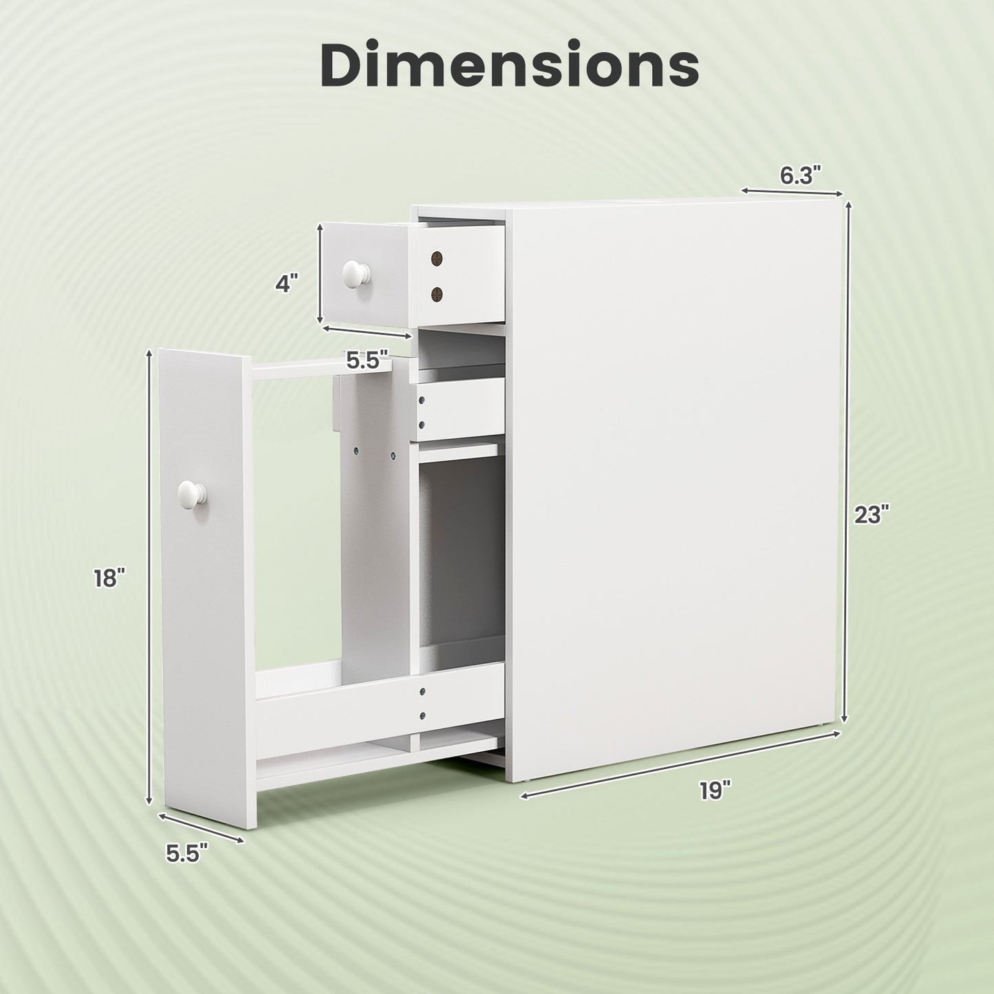 White Bathroom Storage Cabinet - Slim Space Saver Organizer