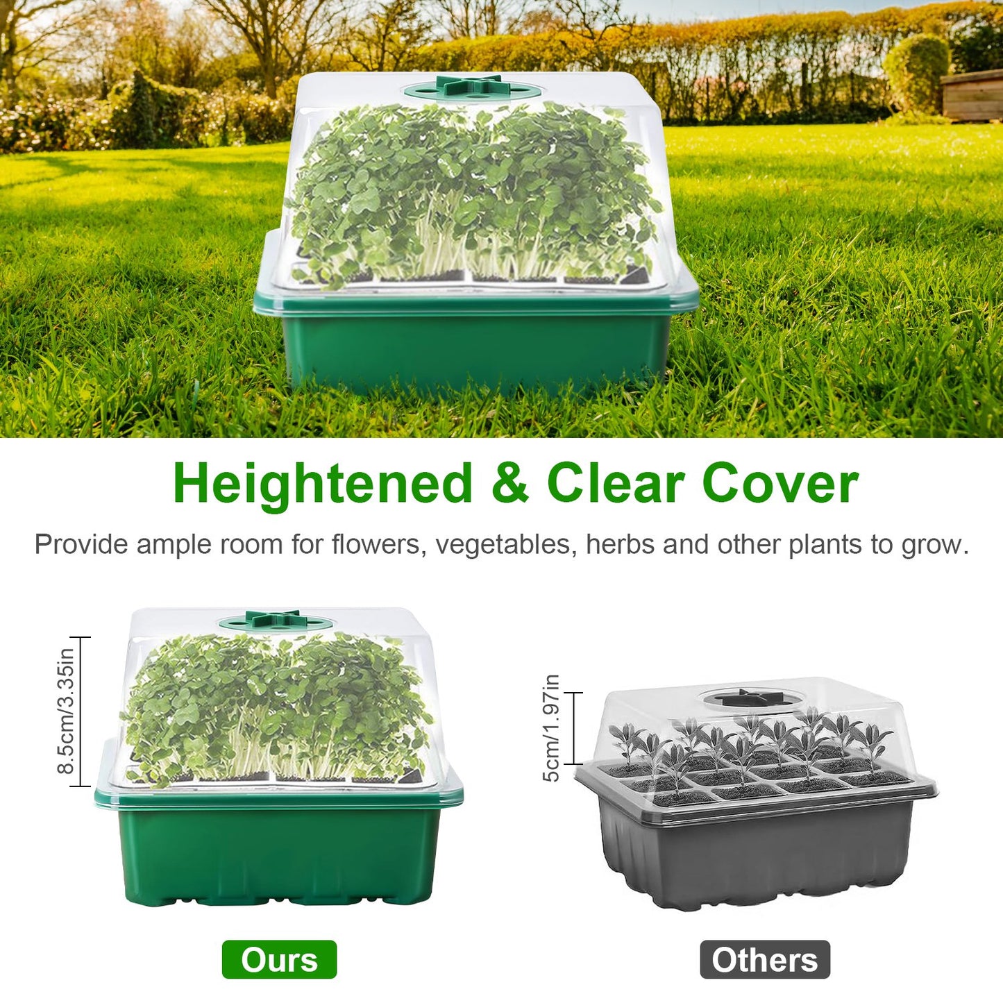 Seed Starter Tray Kit with Grow Lights Humidity Dome for Indoor Gardening