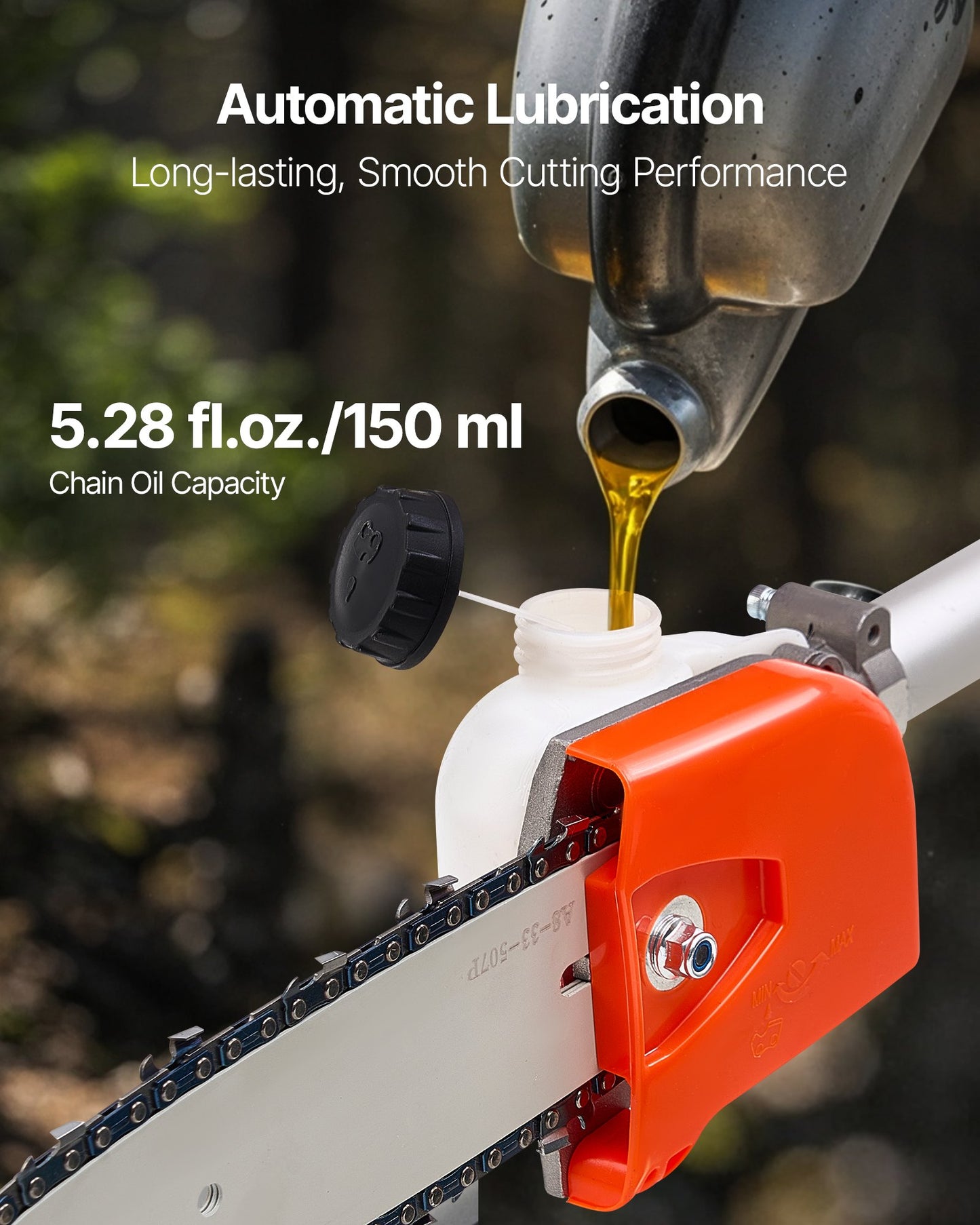 Gas Pole Saw 33cc 2-Stroke Extendable Cordless Tree Trimmer with 8-In Bar