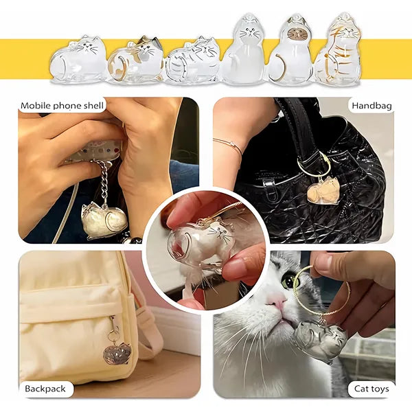 Pet Memorial Pendant Set - Cat Fur Keepsake Keychain & Necklace
