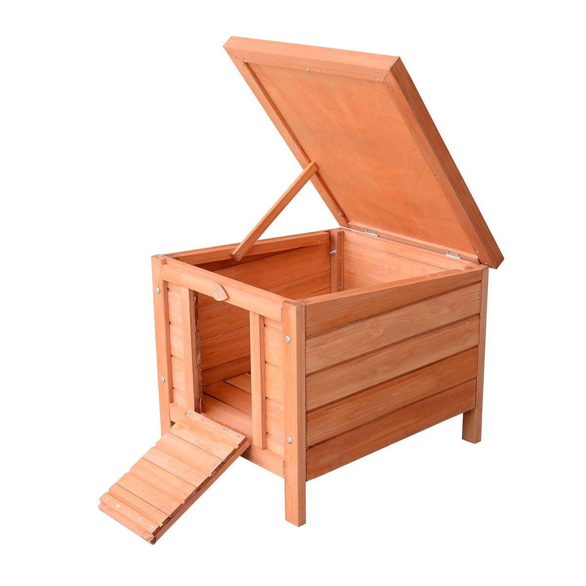 Outdoor Wooden Rabbit Hutch with Waterproof Roof - Small Animal Shelter