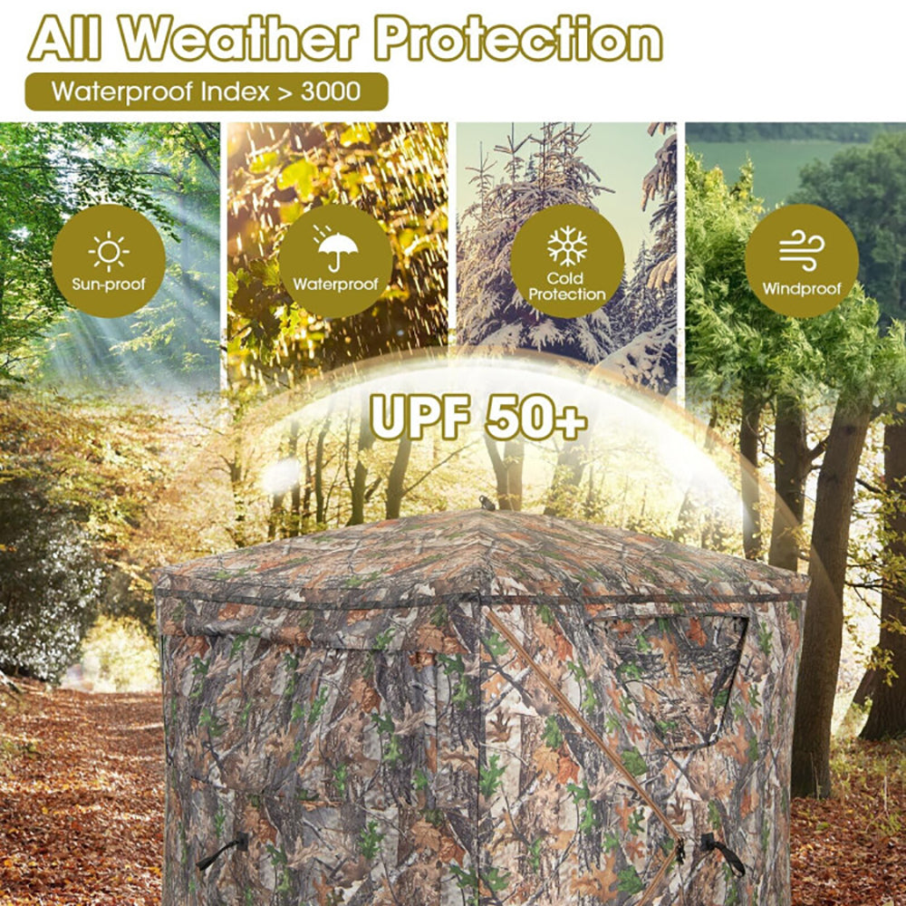 Portable 2-3 Person Hunting Blind Tent with Carry Bag - Camouflage