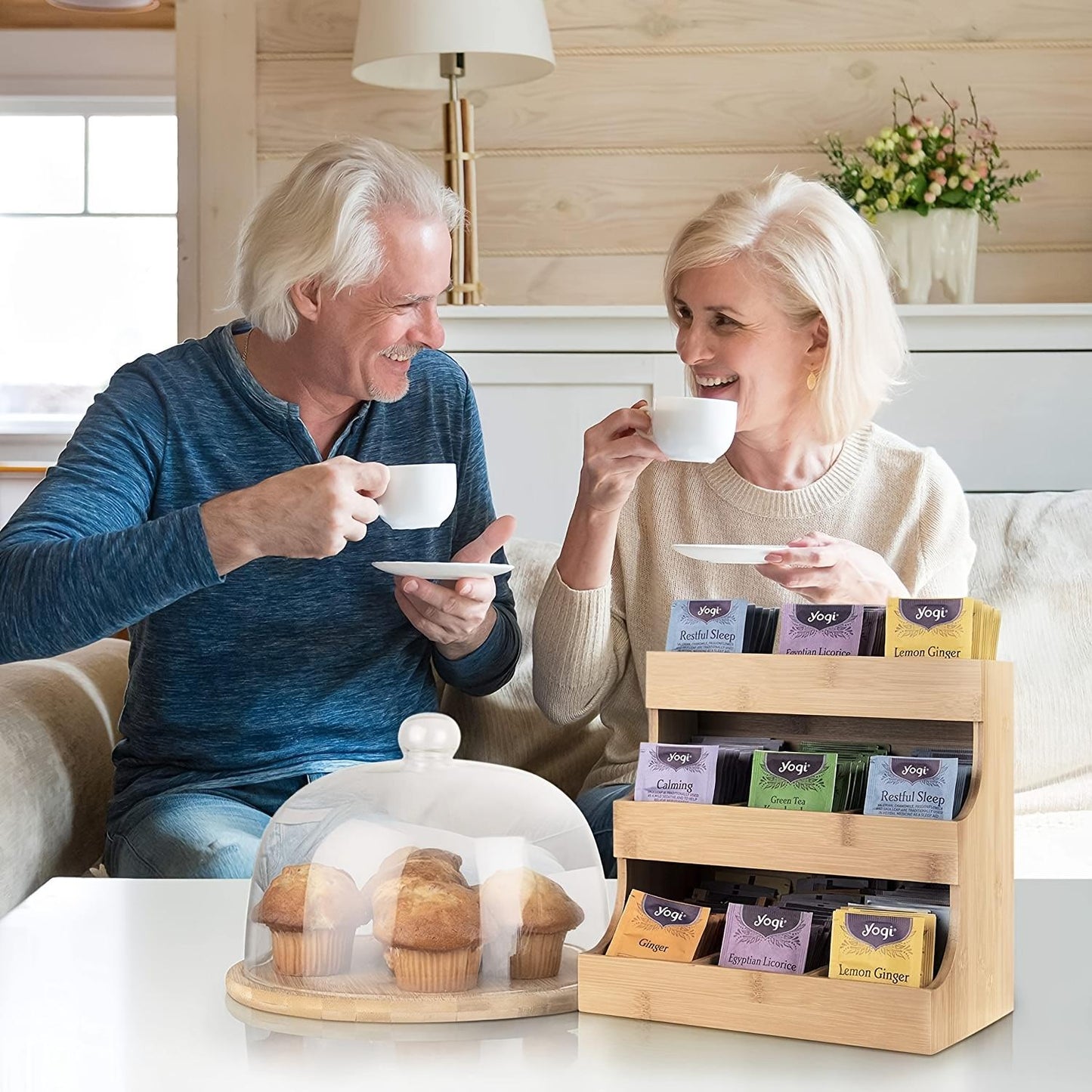 Wooden Tea Bag Organizer Holds 180 Bags - Multi-Use Storage Box