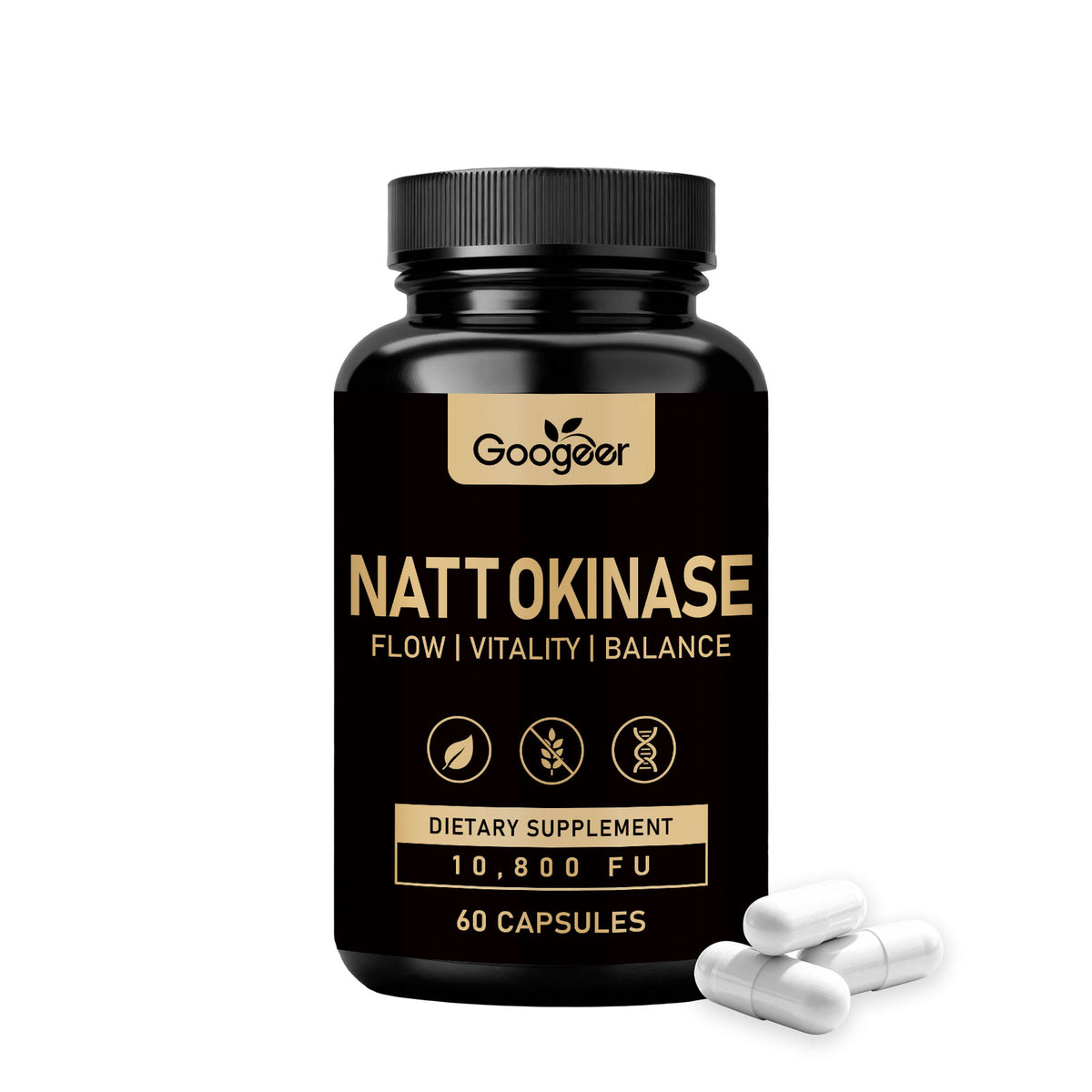 Nattokinase Dietary Supplement - 60 Capsules for Cardiovascular Health
