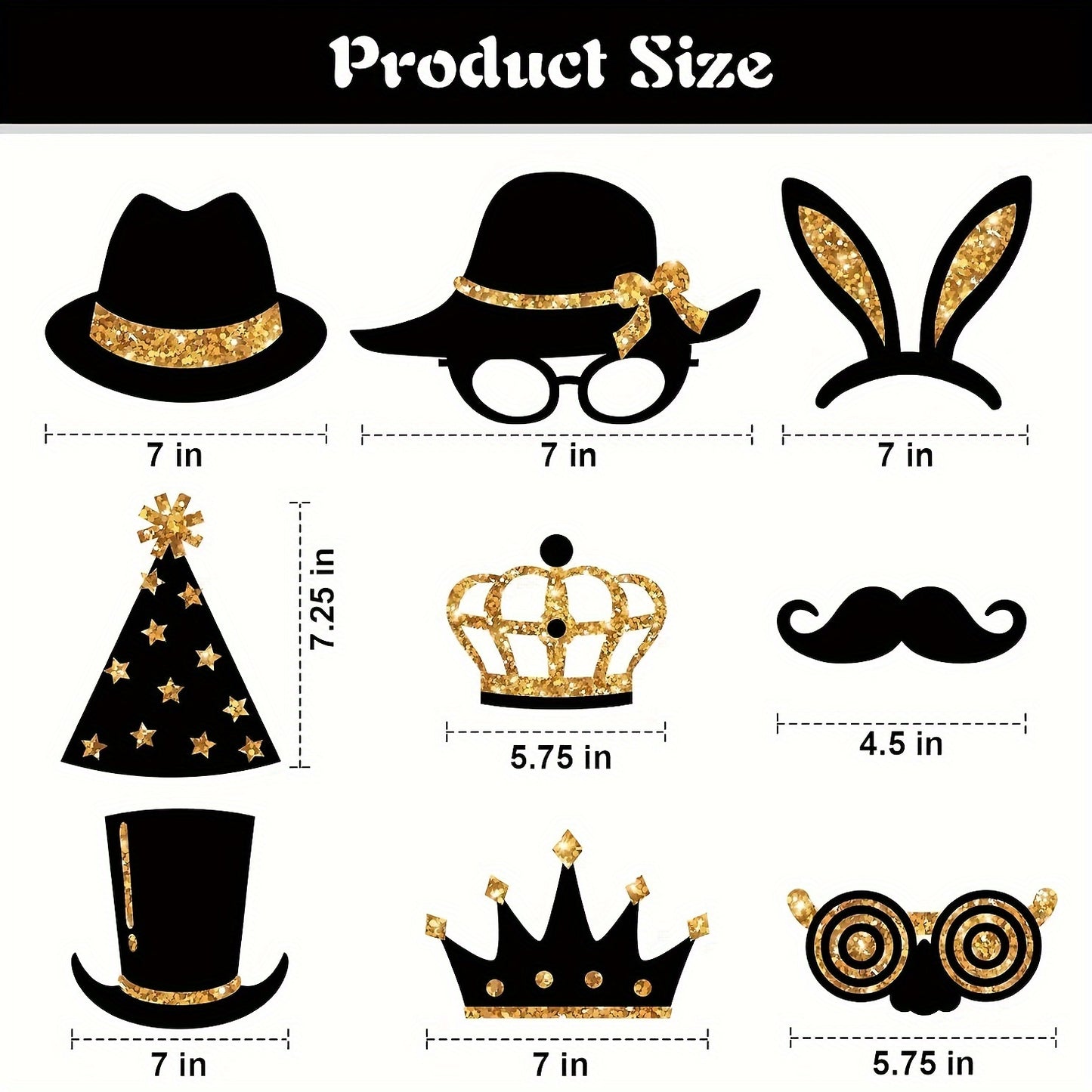24-Piece Birthday Photo Prop Set - Gold & Black Theme