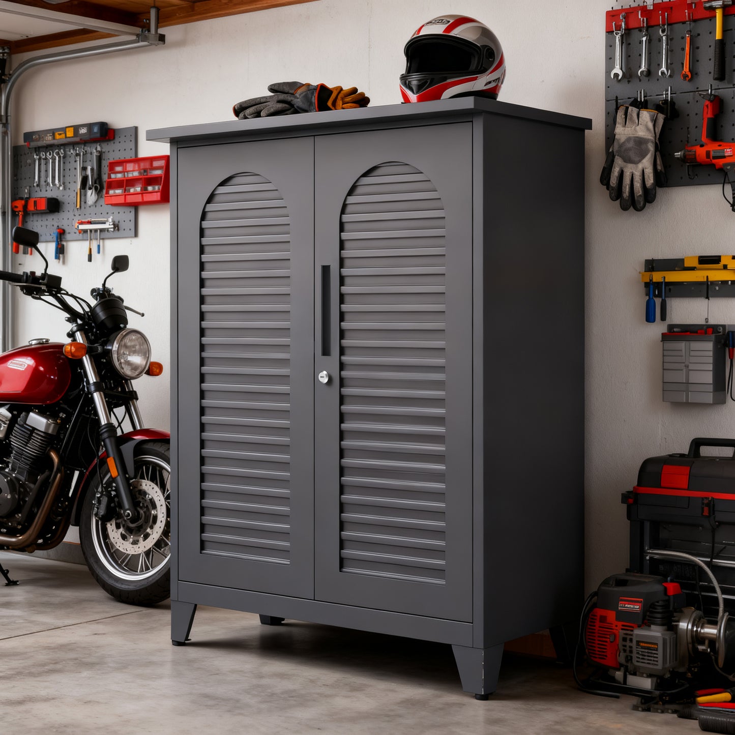 47'' Tall Metal Tool Storage Cabinet - Slate Color
