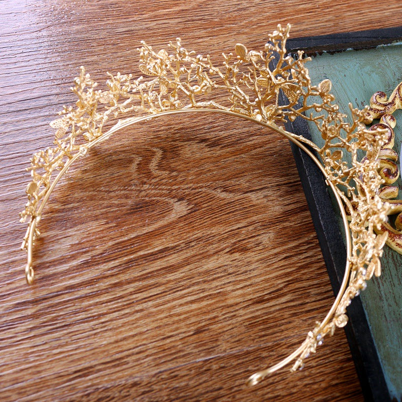 Matte Gold Diamond Crown Tiara Headband