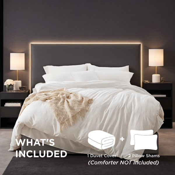Premium Solid White Oversized Duvet Cover Set with Pillowcases