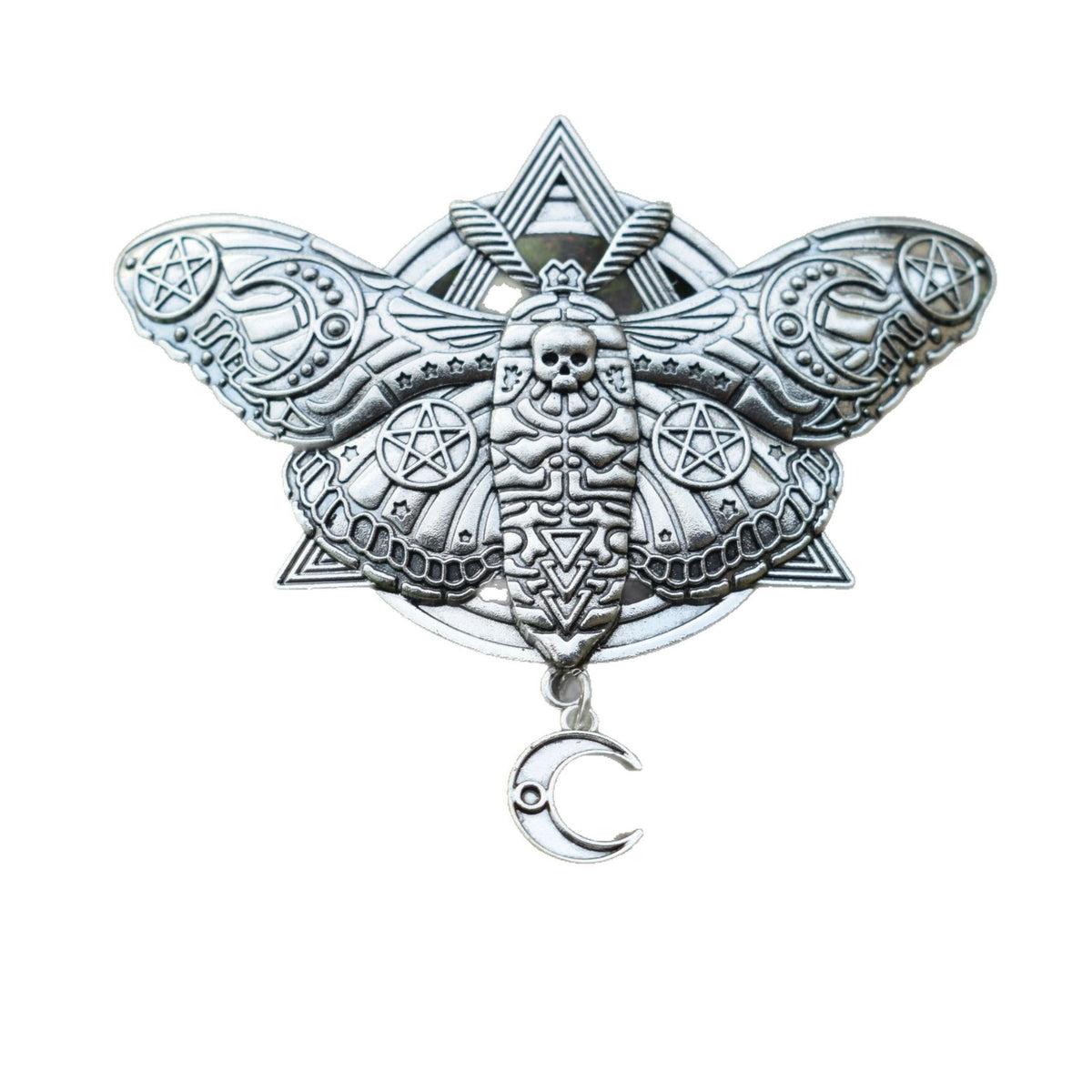 Retro Gothic Moth and Moon Hairpin
