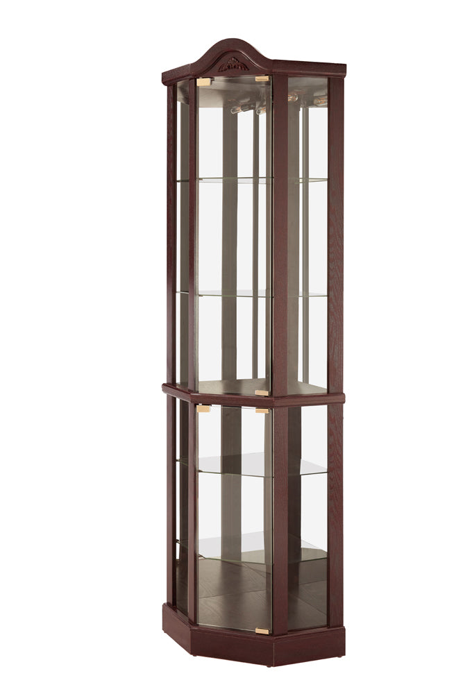 Glass Cabinet Lighted Corner Display Curio Cabinet, With Light Bar
