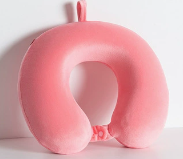 Memory Foam U-Shaped Travel Neck Pillow with Soft Velvet Cover – Cervical Support for Car, Airplane, Office Nap