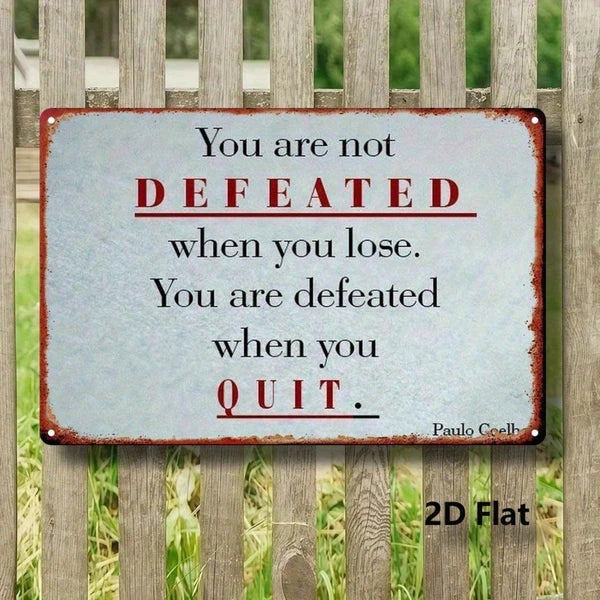 Never Give Up Inspirational Metal Sign - Vintage Wall Art 8x12
