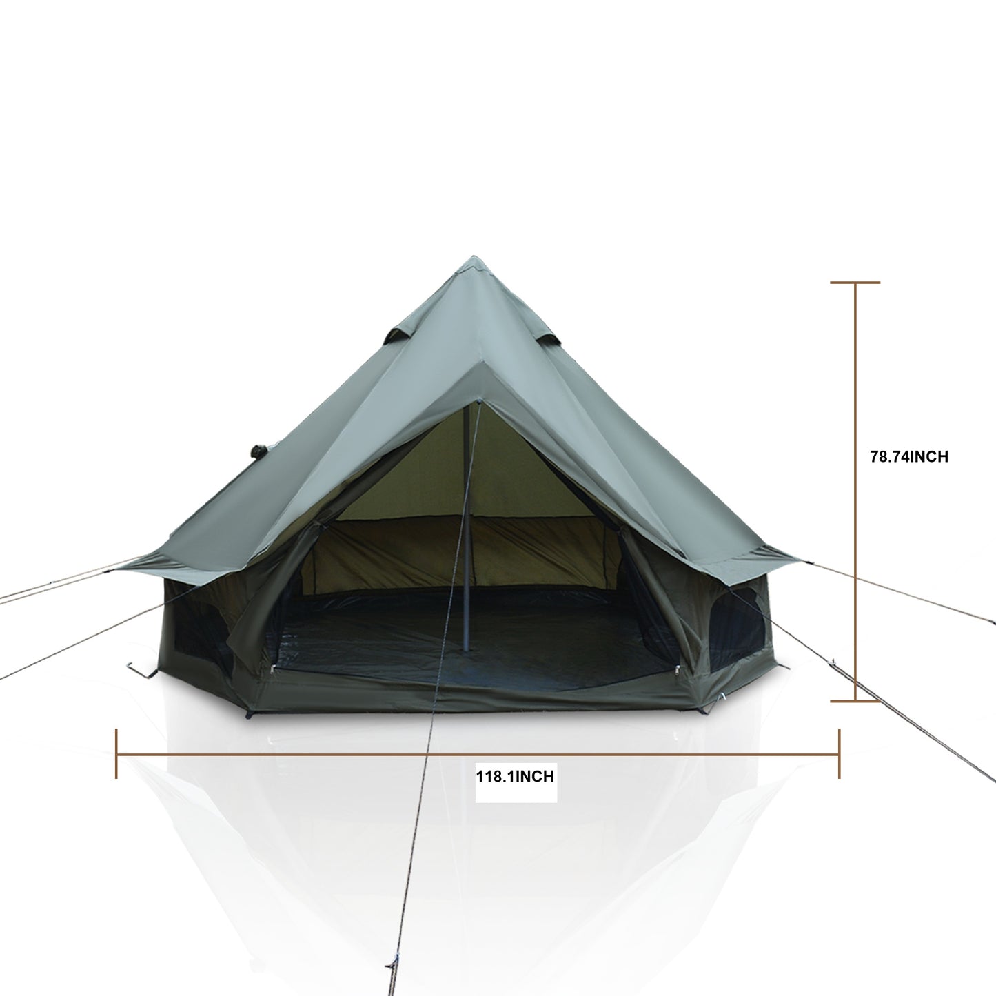 Spacious 9.8ft Oxford Bell Tent for Family Camping - Green