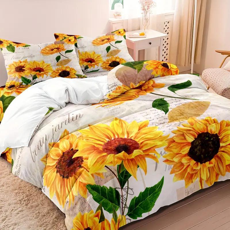 Three-Piece Brushed Quilt Cover Set with 3D Printing - Multiple Sizes & Patterns