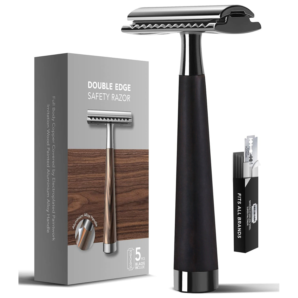 Men's Safety Razor with Wooden Handle