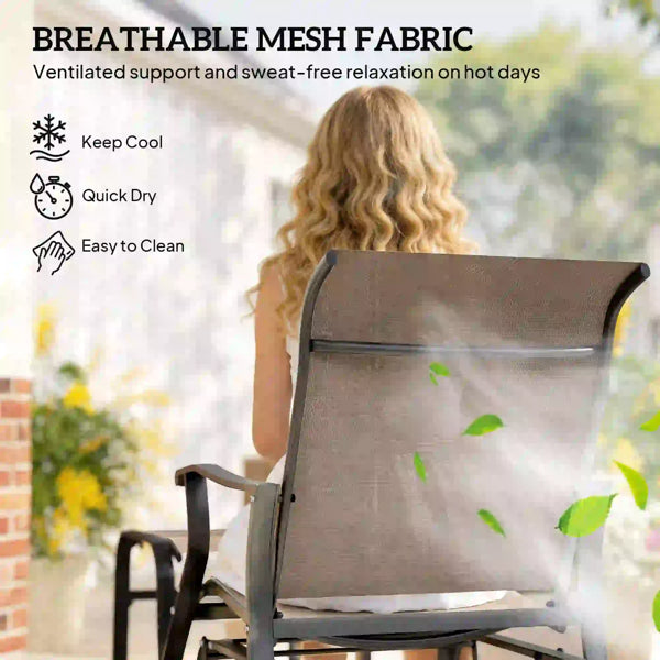 Outdoor Glider Chair with Ottoman - Steel & Breathable Mesh