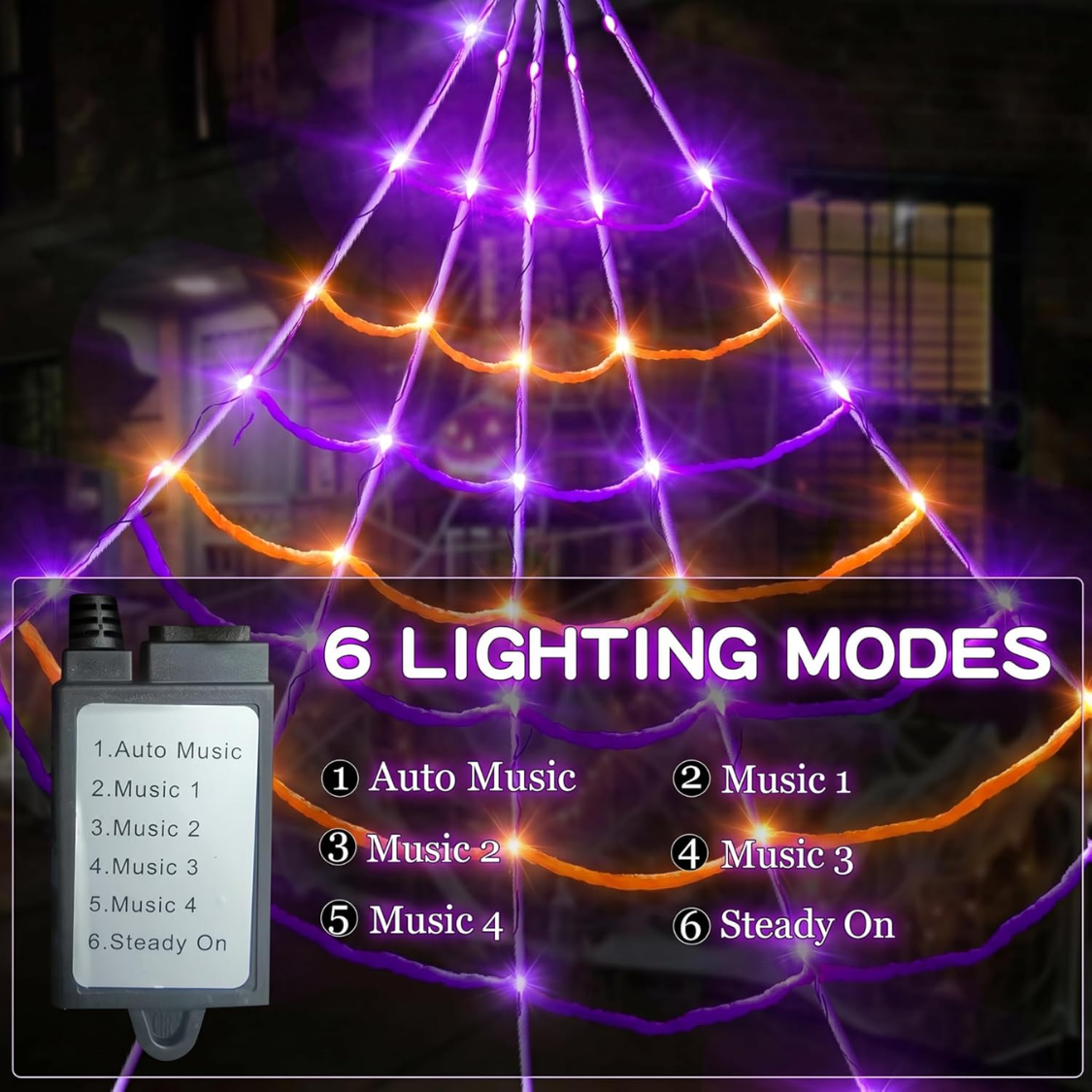 Lighted Spider Web Decoration with 150 LED Lights - Halloween Outdoor Decor