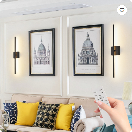 Modern LED Wall Sconce 2-Pack - Black Minimalist Indoor Wall Light Fixtures for Living Room & Bedroom