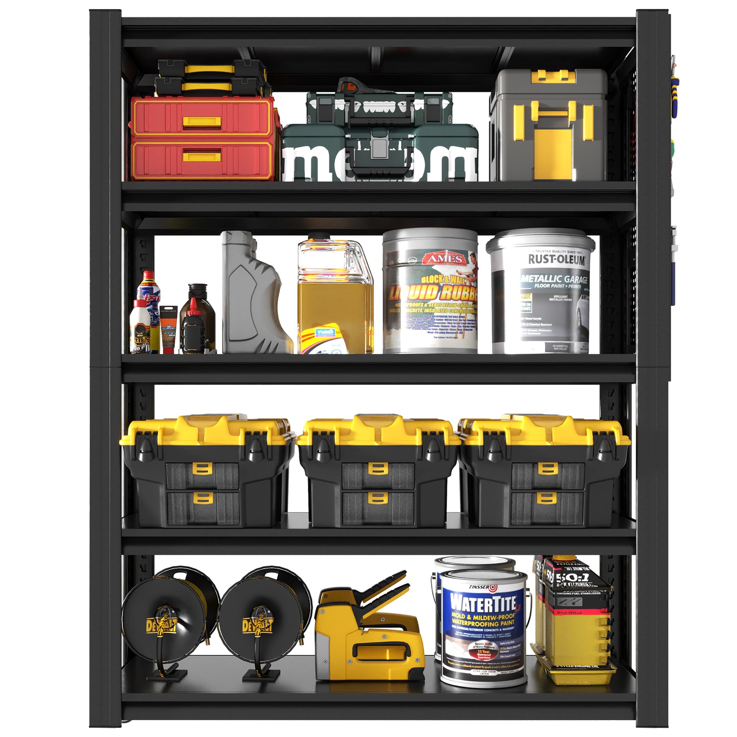 78 H 5-Tier Adjustable Heavy-Duty Storage Shelving With Pegboard,