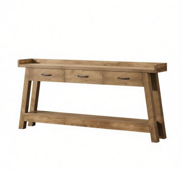 Long Console Table with Storage and Raised Edge - 70.9 Inches