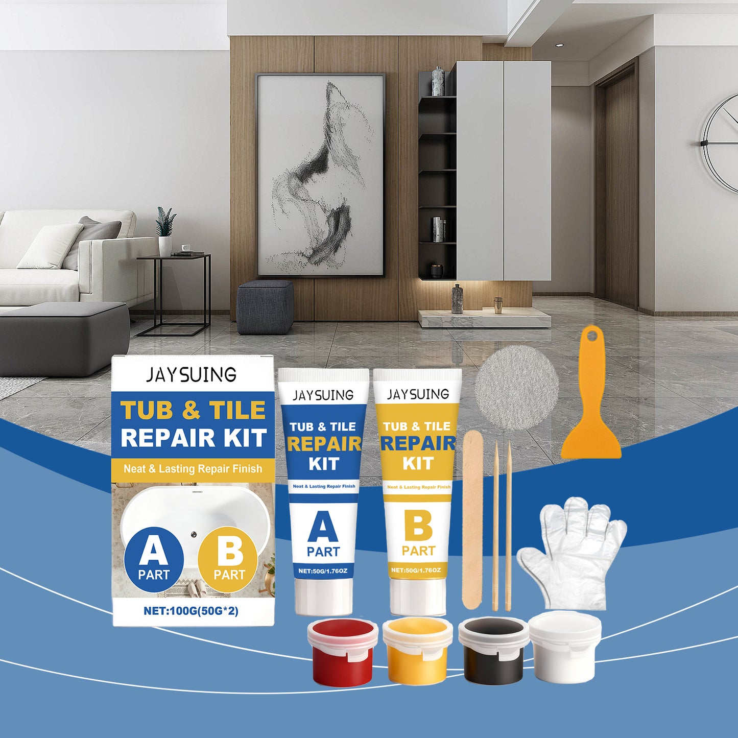 Ceramic Tile Repair Kit for Wall and Floor Tile Rejuvenation