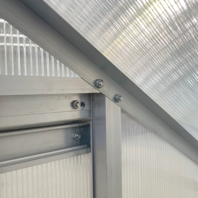 6' x 4' Aluminum Lean-To Greenhouse with Polycarbonate Panels, Adjustable Roof Vent & Rain Gutter