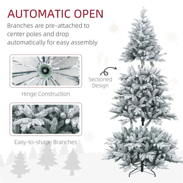 7ft Snow Flocked Christmas Tree with Metal Base