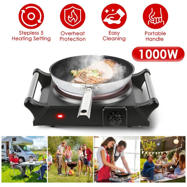 Portable Electric Single Burner Hot Plate with 5 Temperature Settings