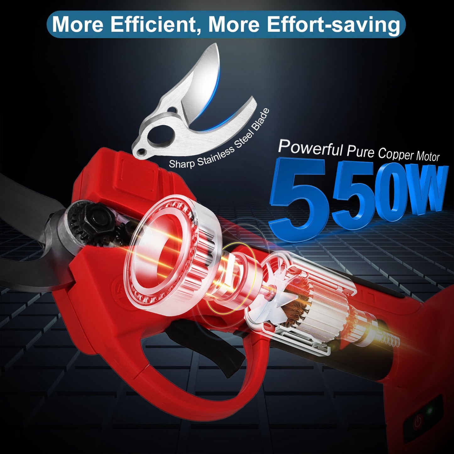 Cordless Electric Pruning Shears 40mm Branch Cutter with 2 Batteries & Carry Box