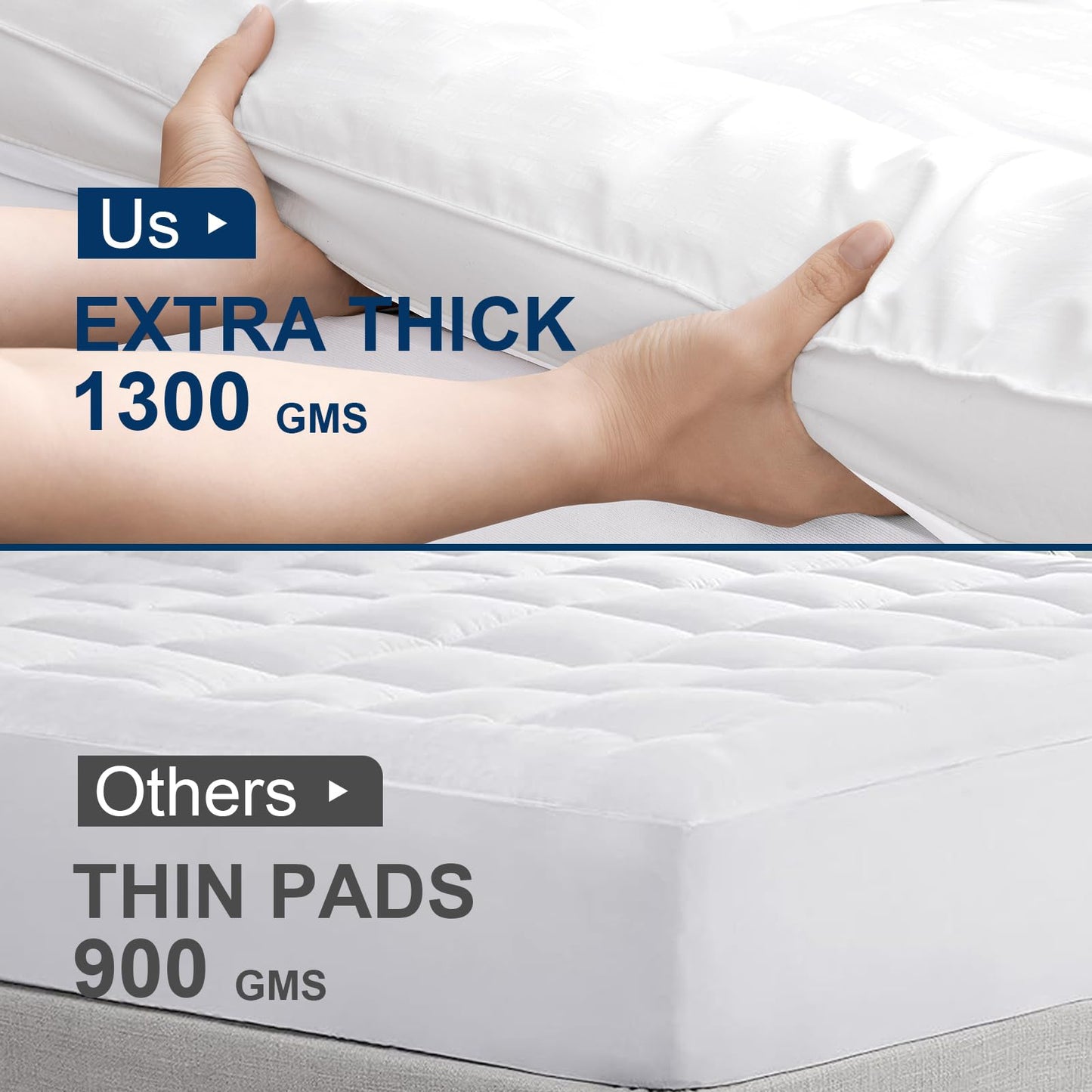 Queen Size Mattress Topper - Bamboo Pillow Top for Back Pain Relief