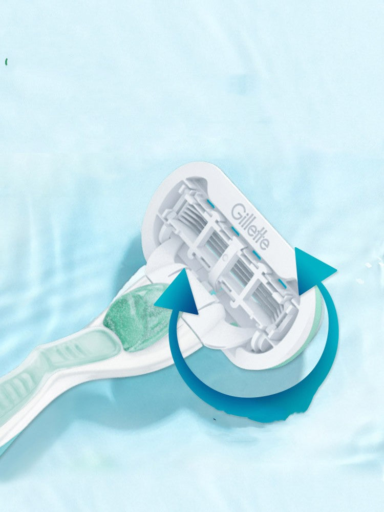 Armpit Shaving Razor with 2 Blade Heads & Holder - Blue