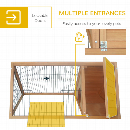 Wooden Outdoor Rabbit Cage with Run & Ventilation - Small Animal Pet House